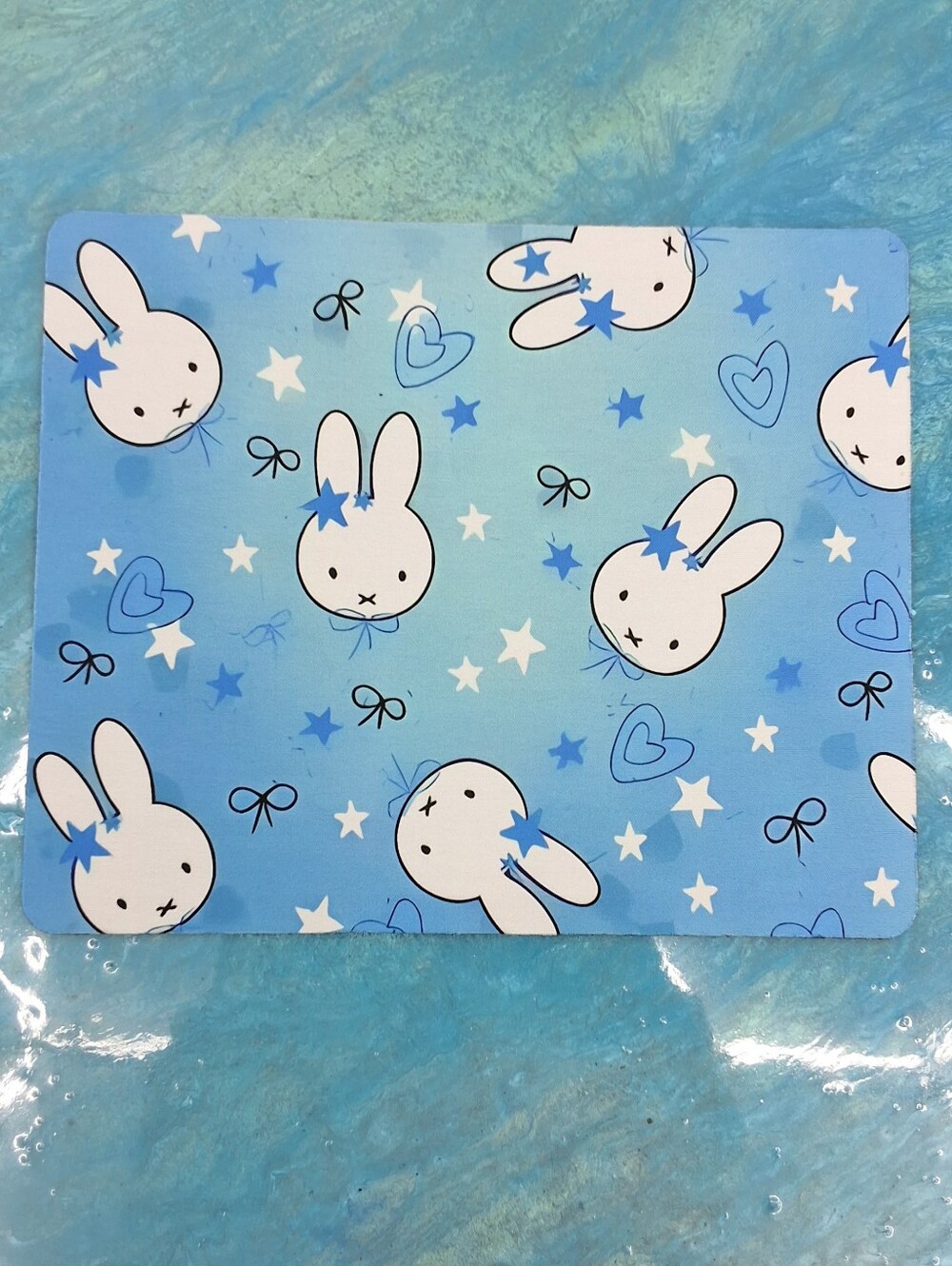 Miffy Blue Bunnny Mouse Pad Stars Bows Hearts, NEW